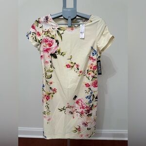 New York & Company Floral Print Dress with Pink and Blue Accents Size Small NWT